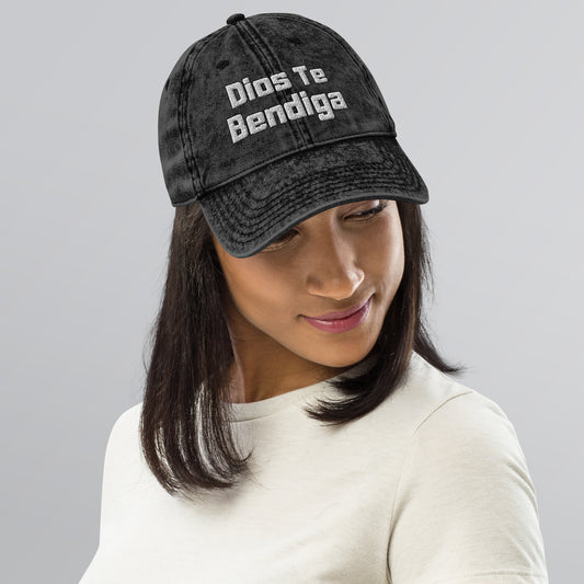 Dios Te Bendiga (God Bless You) Vintage Cotton Twill Cap by La Sal Apparel